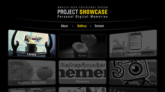 Screenshot of a close-up view of the NM4210 User Experience Design Project Showcase website.